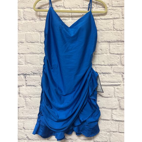 B Darlin Royal Blue Formal Mini Bodycon Party Hoco Dress Ruched SZ XL NEW w/tags - Picture 1 of 4